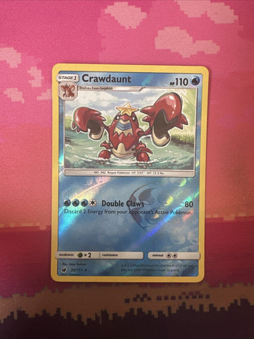 Pokemon Card Crawdaunt Crimson Invasion Reverse Holo Rare 25/111 NM