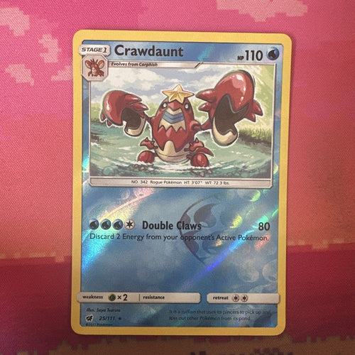 Pokemon Card Crawdaunt Crimson Invasion Reverse Holo Rare 25/111 NM