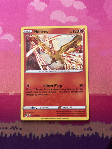 Pokemon Card Moltres Brilliant Stars Holo Rare 021/172 Near Mint