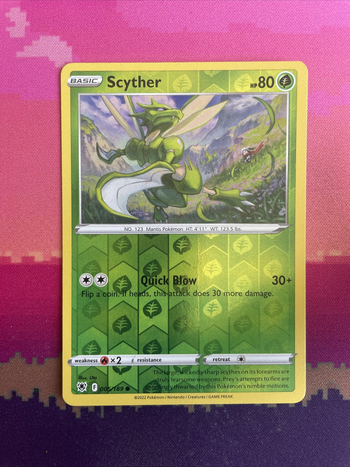 Pokemon Card Scyther Astral Radiance Reverse Holo Common 005/189 Near Mint