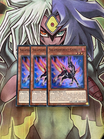 SDSB-EN003 x3 Salamangreat Gazelle Super Rare Excellent Condition Yugioh