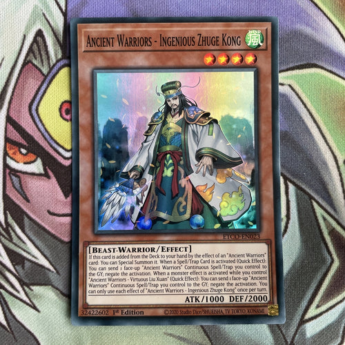 ETCO-EN023 Ancient Warriors - Ingenious Zhuge Kong Super Rare 1st Ed NM Yugioh