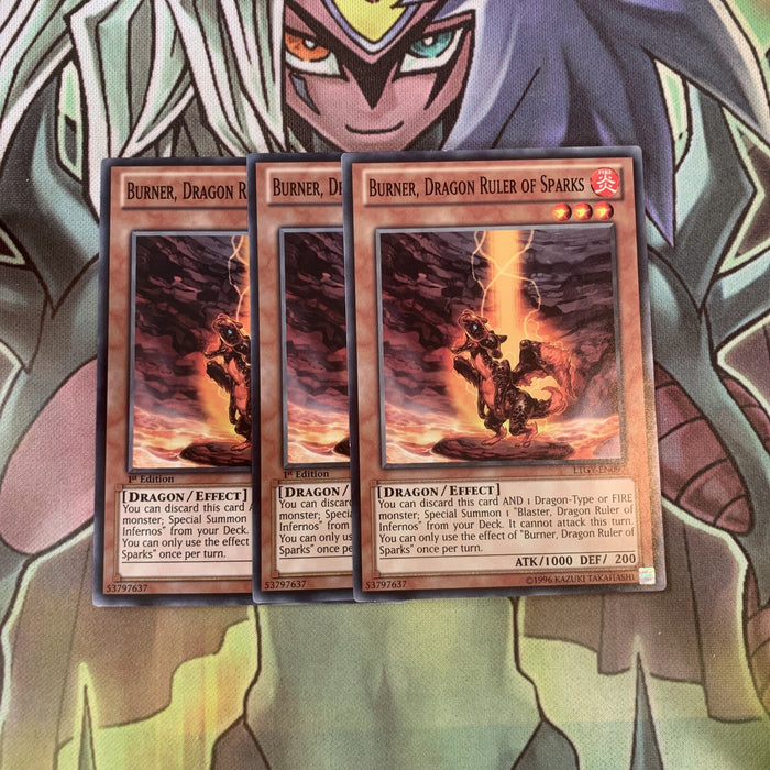 LTGY-EN097 x3 Burner, Dragon Ruler of Sparks Common Excellent Condition Yugioh