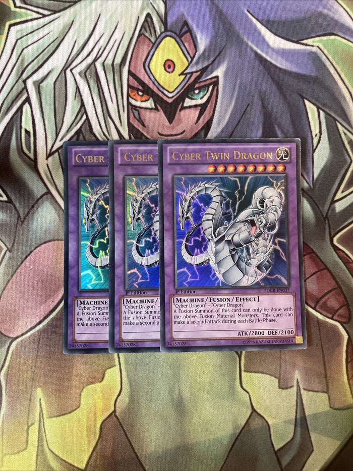 SDCR-EN037 x3 Cyber Twin Dragon Ultra Rare Excellent Condition Yugioh