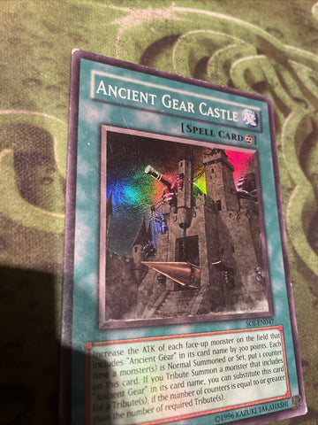 SOI-EN047 Ancient Gear Castle Super Rare unl Edition Light Play Yugioh (back)