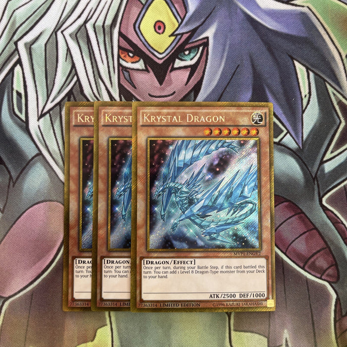 MVP1-ENGV2 x3 Krystal Dragon Gold Rare Excellent Conditon Yugioh