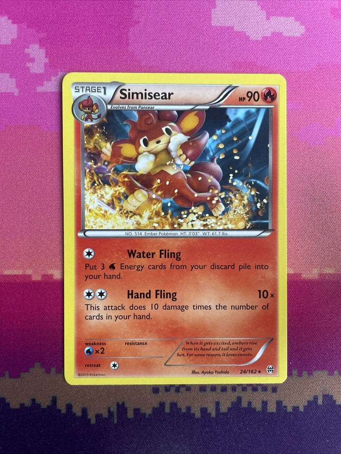 Pokemon Card Simisear Breakthrough Rare 24/162 Near Mint