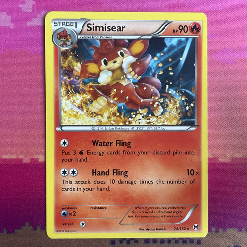 Pokemon Card Simisear Breakthrough Rare 24/162 Near Mint