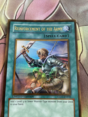 GLD1-EN032 1x Yugioh Gold Rare Reinforcement Of The Army Limited Edition (back)