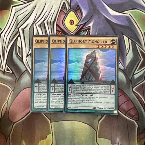 PEVO-EN058 x3 Qliphort Monolith Super Rare  Excellent Condition Yugioh