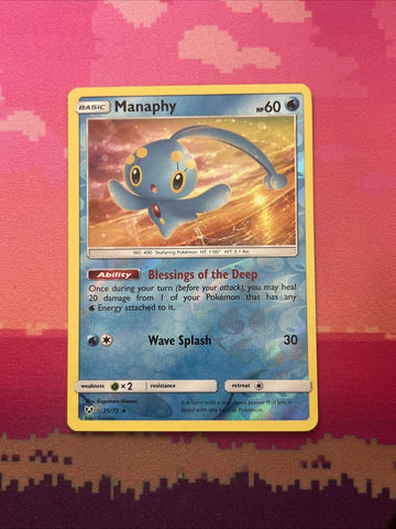 Pokemon Card Manaphy Shining Legends Reverse Holo Rare 25/73 Near Mint