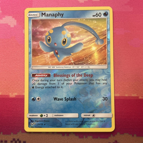 Pokemon Card Manaphy Shining Legends Reverse Holo Rare 25/73 Near Mint