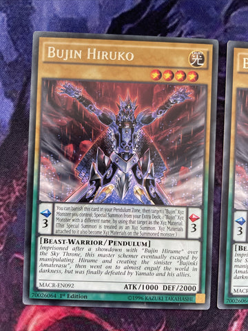 MACR-EN092 x3 Bujin Hiruko Rare Unlimited Edition Near Mint Yugioh Cards (back)