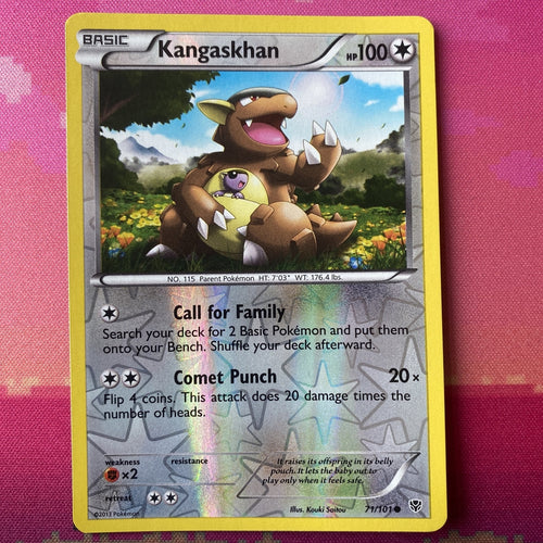 Pokemon Card Kangaskhan Plasma Blast Reverse Holo 71/101 Near Mint