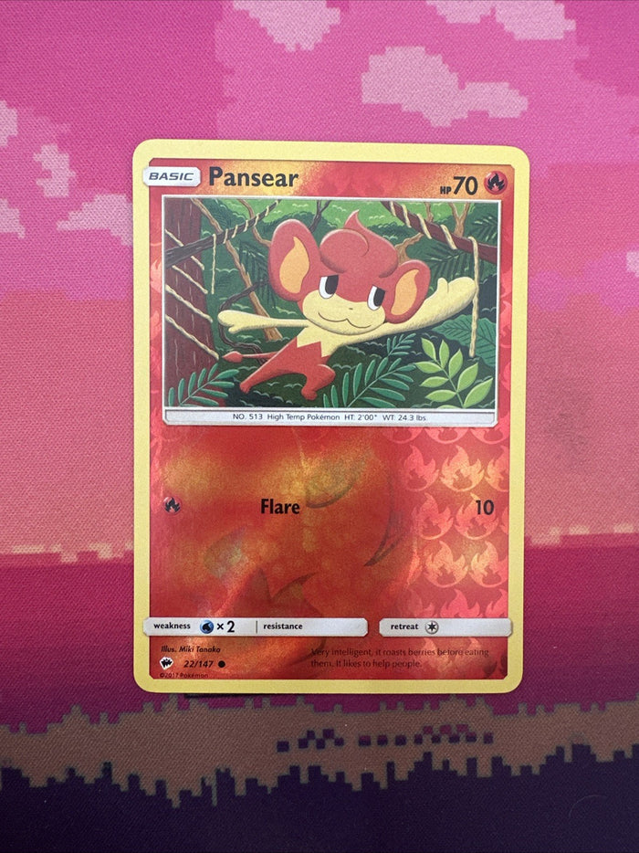 Pokemon Card Pansear Burning Shadows Reverse Holo 22/147 Near Mint