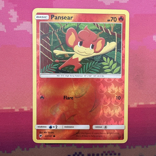 Pokemon Card Pansear Burning Shadows Reverse Holo 22/147 Near Mint