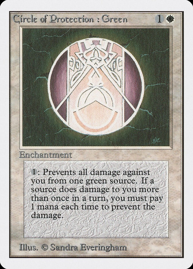 Circle Of Protection : Green Unlimited Excellent Magic MTG