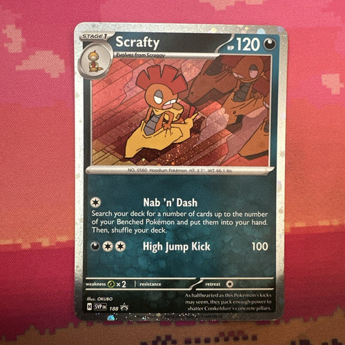 Pokemon Card Scrafty 188 Black Star Promo Cosmo Holo Near Mint