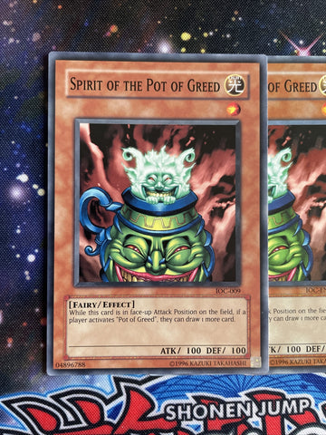 IOC-009 x3 Spirit Of The Pot Of Greed Common Playset Yugioh (back)