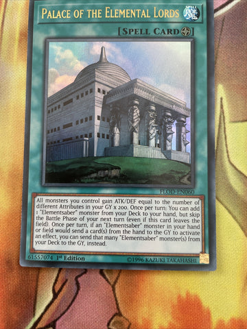 FLOD-EN060 PALACE OF THE ELEMENTAL LORDS Ultra Rare 1st Edition YuGiOh Card (back)