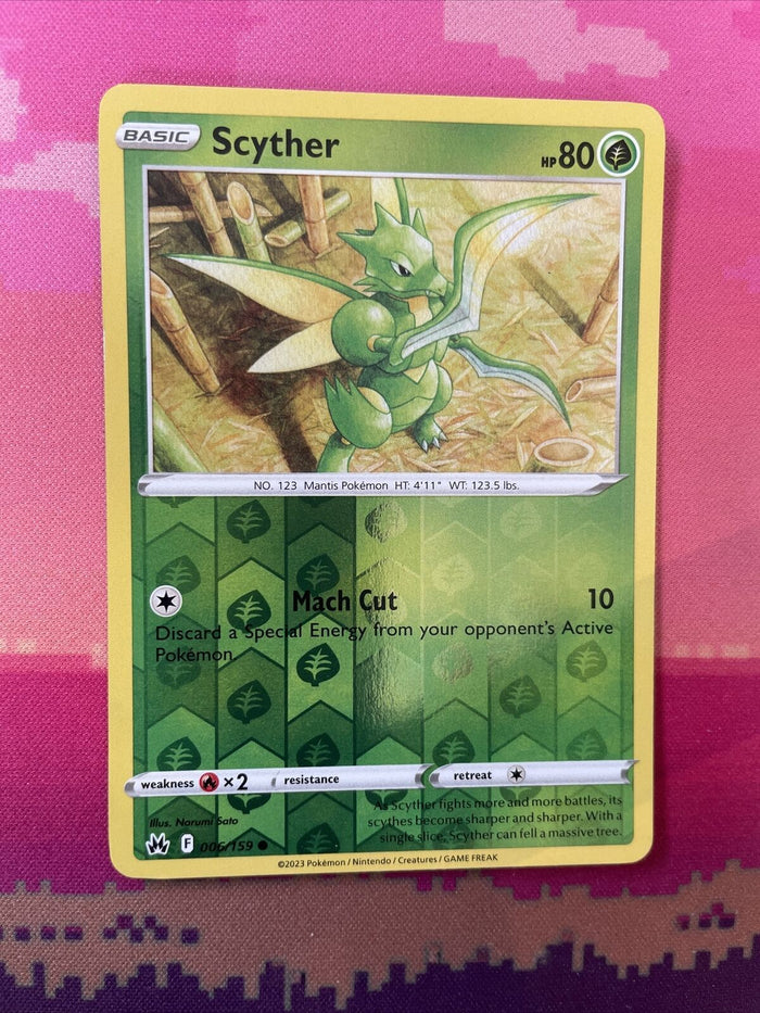 Pokemon Card Scyther Crown Zenith Reverse Holo 006/159 Near Mint