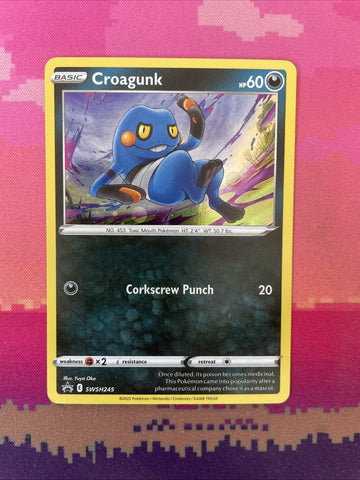 Pokemon Card Croagunk SWSH245 Black Star Promo Cosmo Holo NM
