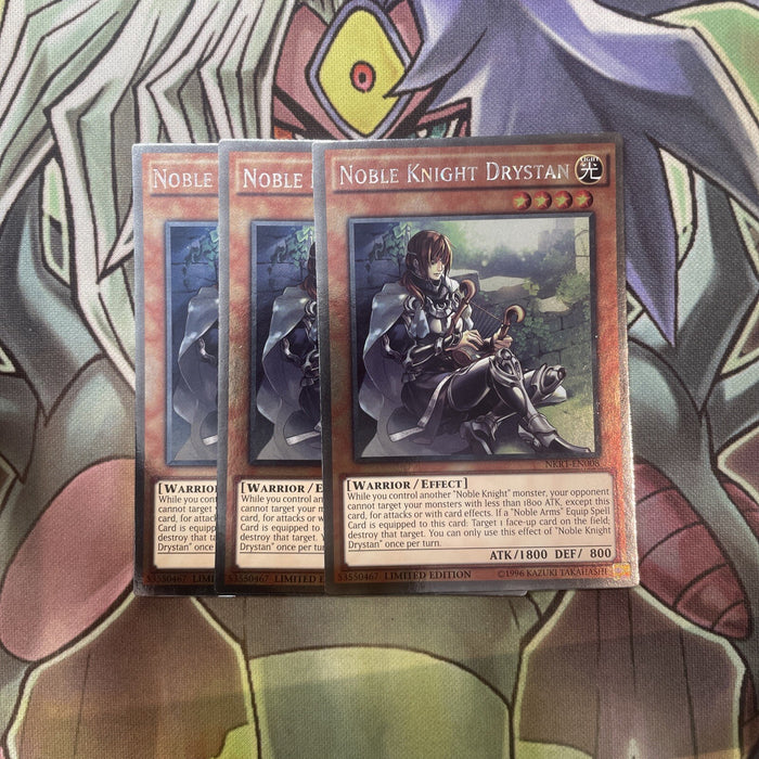 NKRT-EN008 Noble Knight Drystan Platinum Rare x3 Excellent Condition Yugioh
