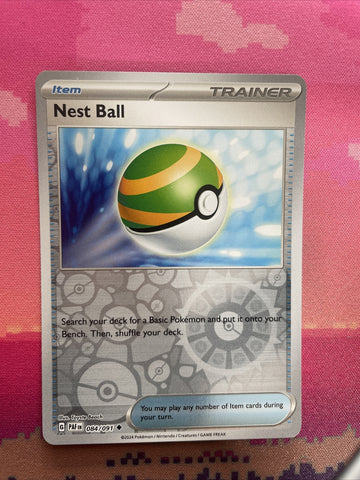 Pokemon Card Nest Ball Paldean Fates Reverse Holo Uncommon 084/091 Near Mint