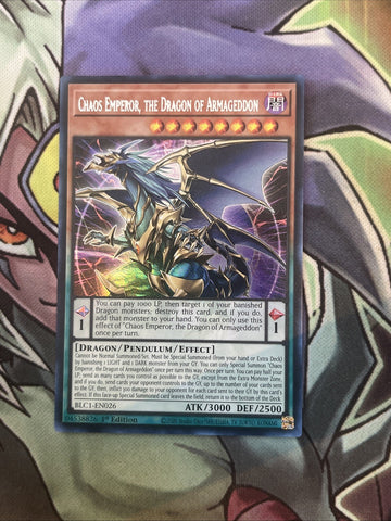 BLC1-EN026 Chaos Emperor, The Dragon Of Armageddon 1st Edition NM Yugioh Card