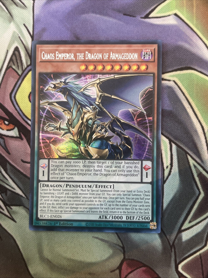 BLC1-EN026 Chaos Emperor, The Dragon Of Armageddon 1st Edition NM Yugioh Card