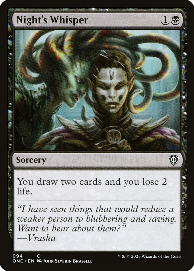 Night's Whisper - Phyrexia: All Will Be One Commander  Excellent Magic MTG