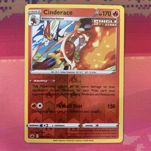Pokemon Card Cinderace Chilling Reign Reverse Holo Rare 028/198 NM