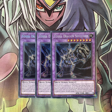 BLAR-EN009 x3 Fossil Dragon Skullgios Secret Rare Excellent Condition Yugioh