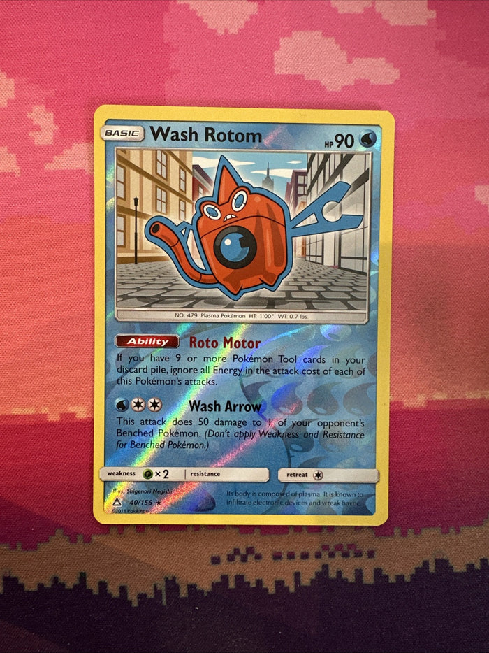Pokemon Card Wash Rotom Ultra Prism Reverse Holo Rare 40/156 NM