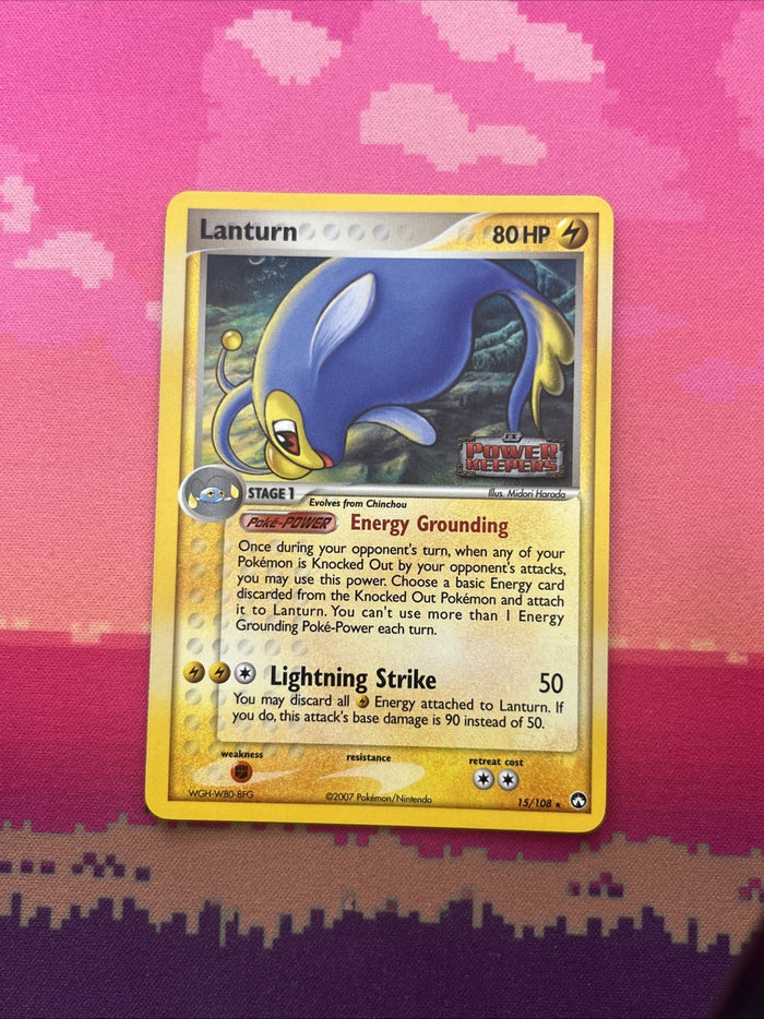 Pokemon Card Lanturn EX Power Keepers Reverse Holo Rare 15/108 Near Mint