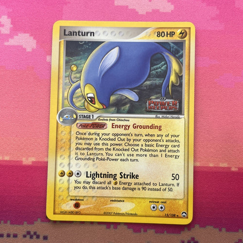 Pokemon Card Lanturn EX Power Keepers Reverse Holo Rare 15/108 Near Mint