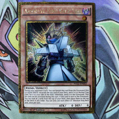 PGL2-EN002 Absolute King Back Jack Gold Secret Rare 1st Edition NM Yugioh Card