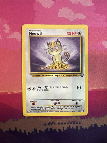 Pokemon Card Meowth Jungle Common 56/64 Near Mint
