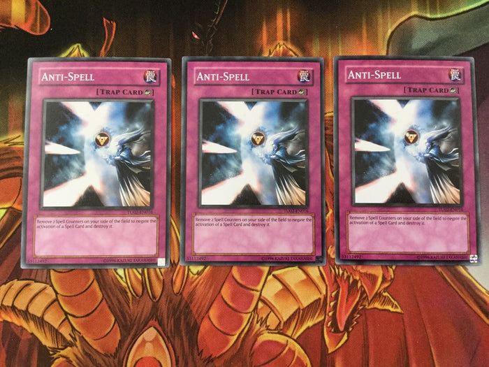 DR1-EN158 / TU02-EN016 3 x Anti-Spell Yugioh Trading Card Trap Card