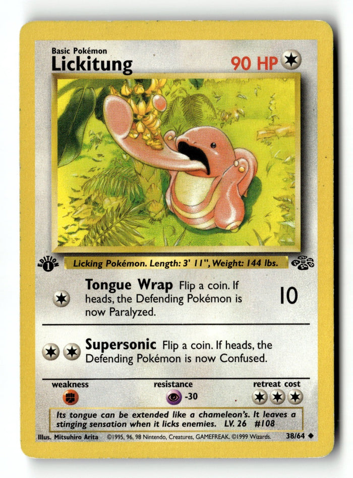 Pokemon Card Lickitung 1st Edition LP Jungle 38/64