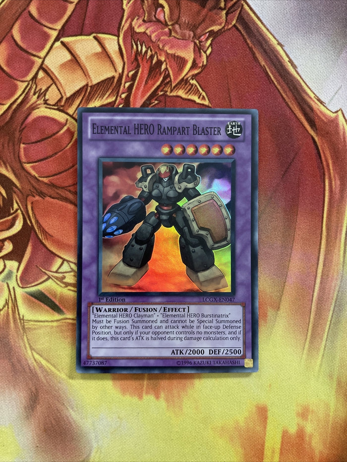 LCGX-EN047 YuGiOh Elemental Hero Rampart Blaster Super Rare 1st edition Card NM