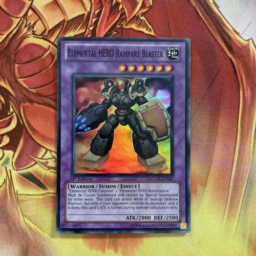 LCGX-EN047 YuGiOh Elemental Hero Rampart Blaster Super Rare 1st edition Card NM