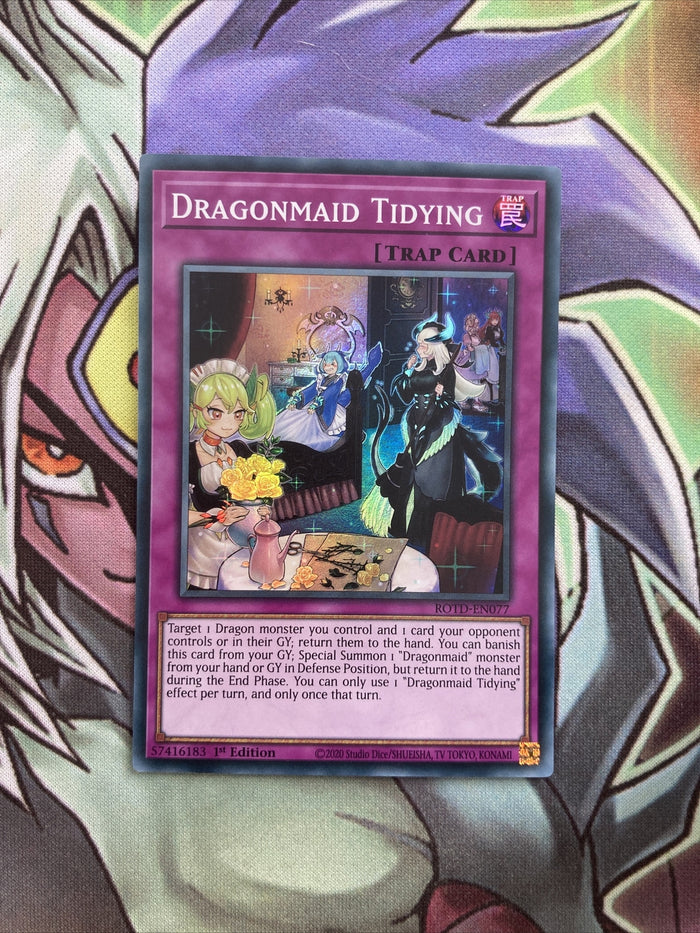 ROTD-EN077 Dragonmaid Tidying Super Rare 1st Edition NM Yugioh Card