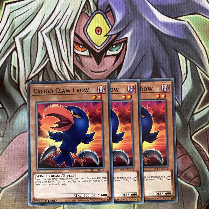 EGS1-EN012 x3 Calico Claw Crow Common Excellent Condition Yugioh