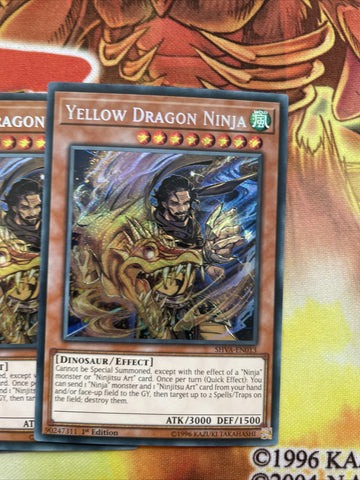 SHVA-EN013 YELLOW DRAGON NINJA YUGIOH CARDS X3 (back)