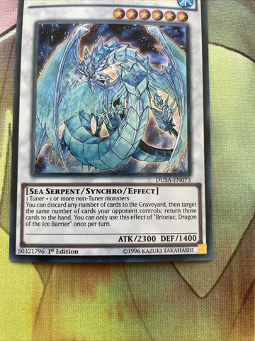 DUSA-EN073 Brionac, Dragon of the Ice Barrier Ultra Rare 1st Edition Mint YuGiOh (back)