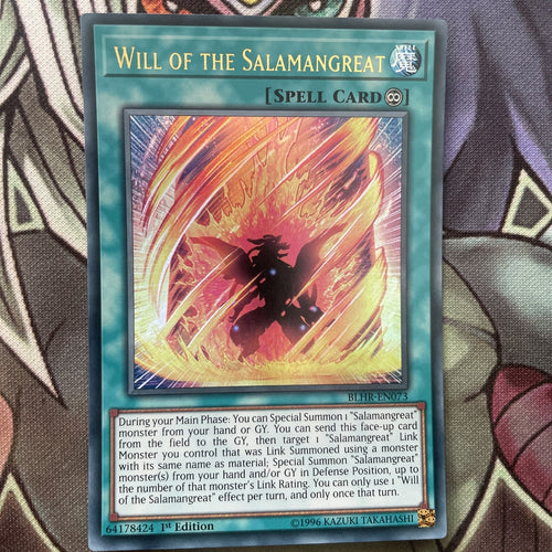 BLHR-EN073 Will Of The Salamangreat Ultra Rare 1st Edition NM Yugioh Card