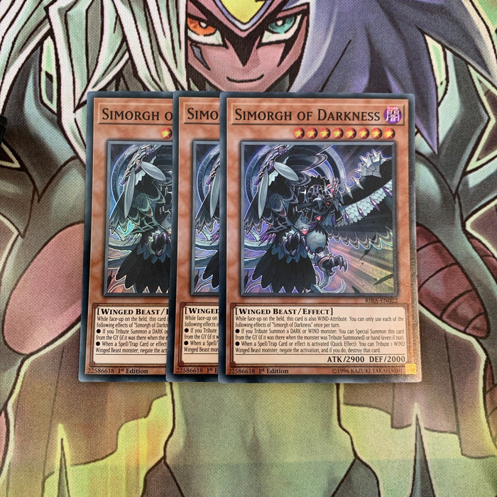 RIRA-EN022 x3 Simorgh of Darkness Super Rare Excellent Condition Yugioh