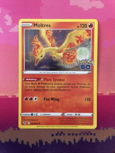 Pokemon Card Moltres Pokemon Go Holo Rare 012/078 Near Mint
