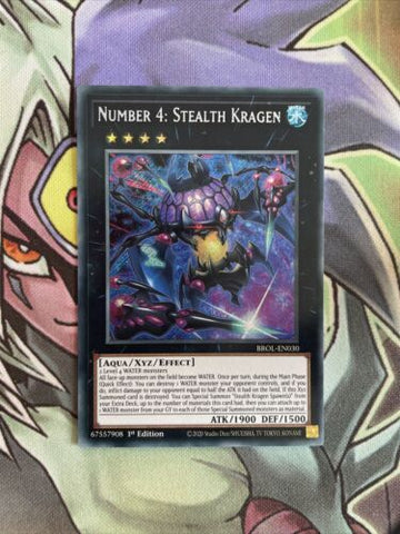 BROL-EN030 Number 4: Stealth Kragen Secret Rare 1st Edition NM Yugioh Card
